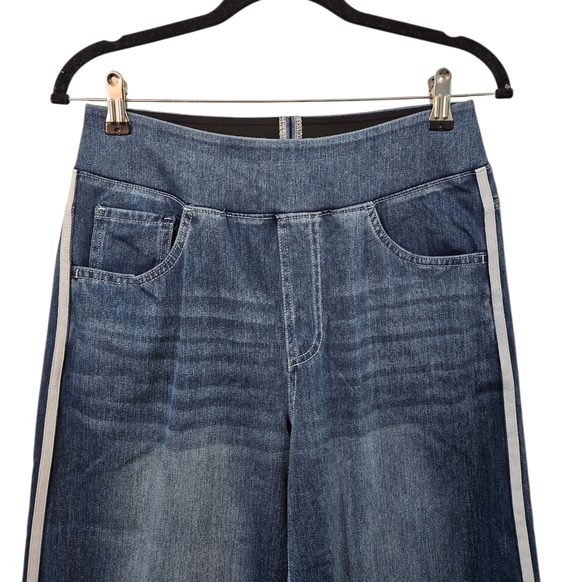 NWOT Halara Flex High Waisted Stripe Wide Leg Flowy Washed Casual Jeans Size LR - Picture 4 of 9